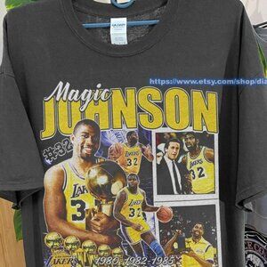 Vintage 90s Magic Johnson T-Shirt, World hampion Shirt, Unisex Shirt player, Gif